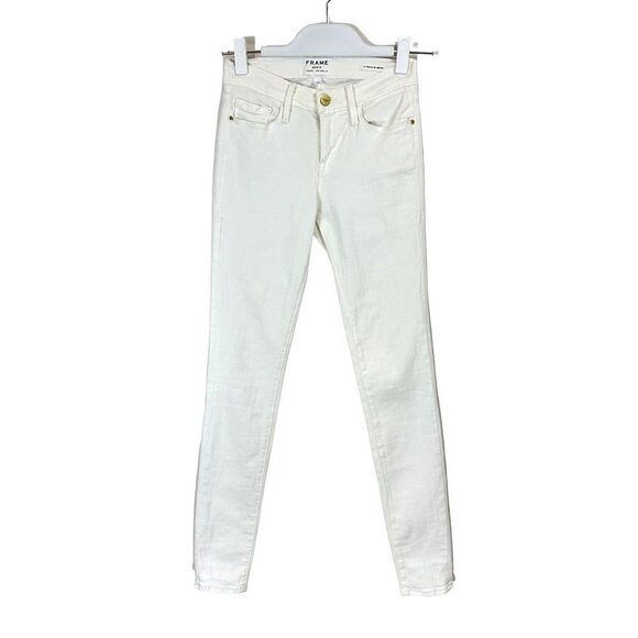 Frame Jean Womens 25 White Ankle Le Skinny De Jeanne Low Rise Stretch 5 Pocket - Picture 3 of 7